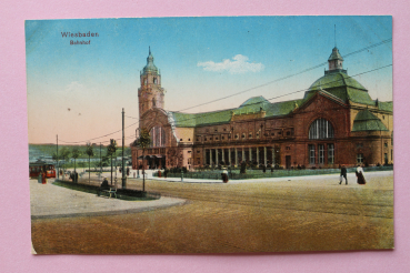 Ansichtskarte AK Wiesbaden 1900-1920 Bahnhof Straßenbahn Straßen Architektur Ortsansicht Hessen